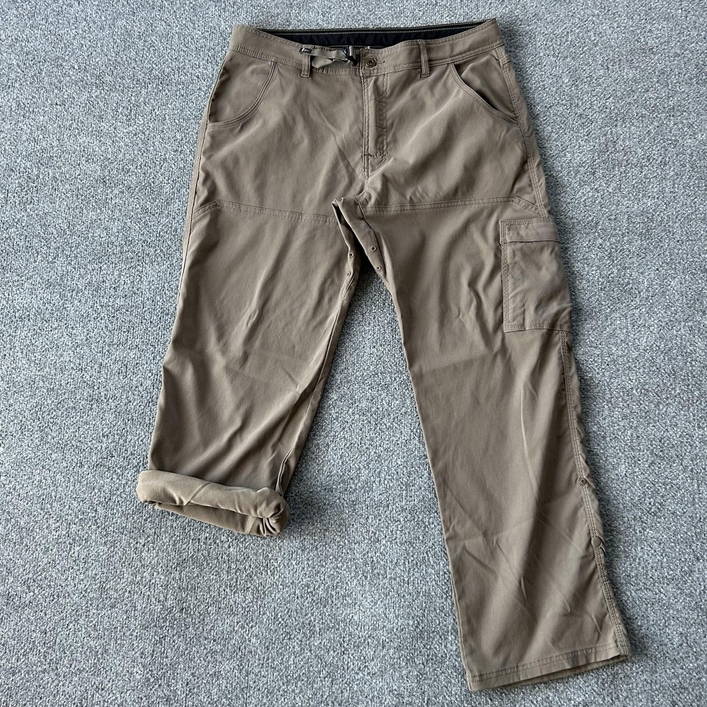 Prana Breathe Pants Mens Large 30L Brown Nylon Hiking Cargo Style‎ MAST30111